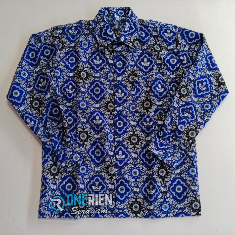 Seragam Batik SMP Nasional Biru Motif TUNAS HARAPAN