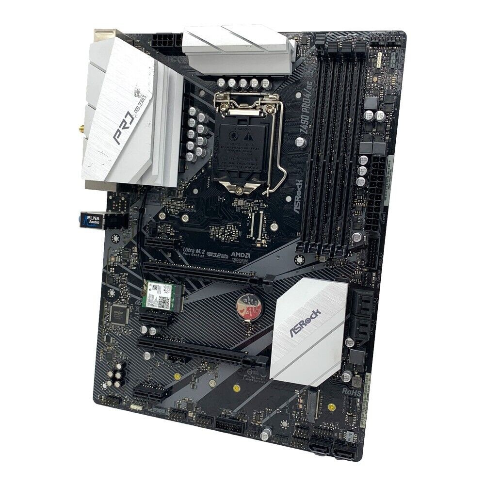 Asrock Z490 PRO4/AC Motherboard Intel Z490 Motherboard, LGA 1200 Support i5-10400F i7-10700F i3-1032