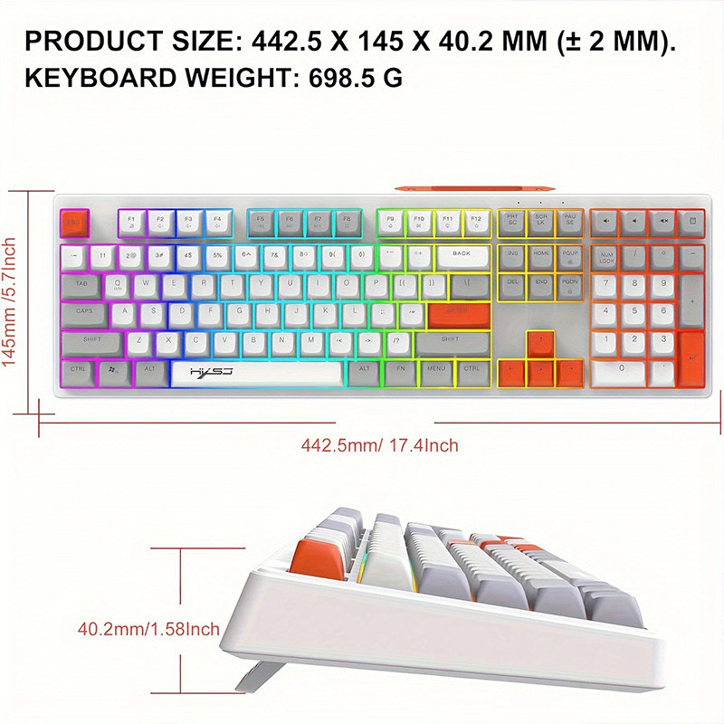 Mambasnake Wired Gaming Keyboard QWERTY RGB Rainbow Backlit Light up Keyboard With Membrane Keys Ful
