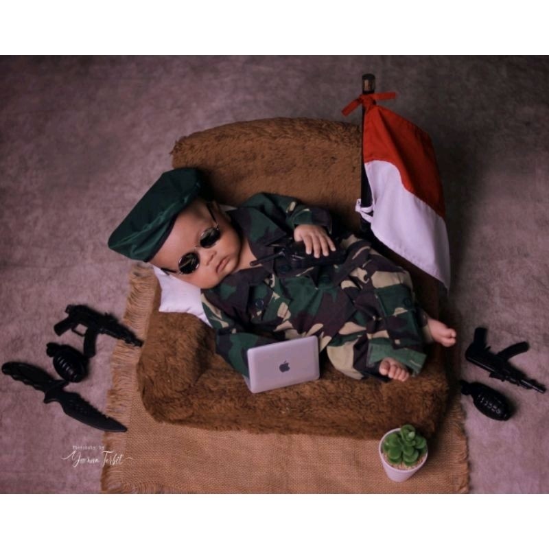 RB223 NEW KATALOG KOSTUM FOTO NEWBORN BAJU TENTARA BAJU TNI NEWBORN
