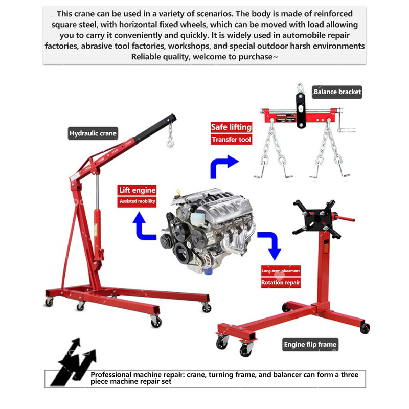 2 TON Heavy Duty Hydraulic Engine Crane 2TON Jack Engine Crane Foldable Engine Crane bla