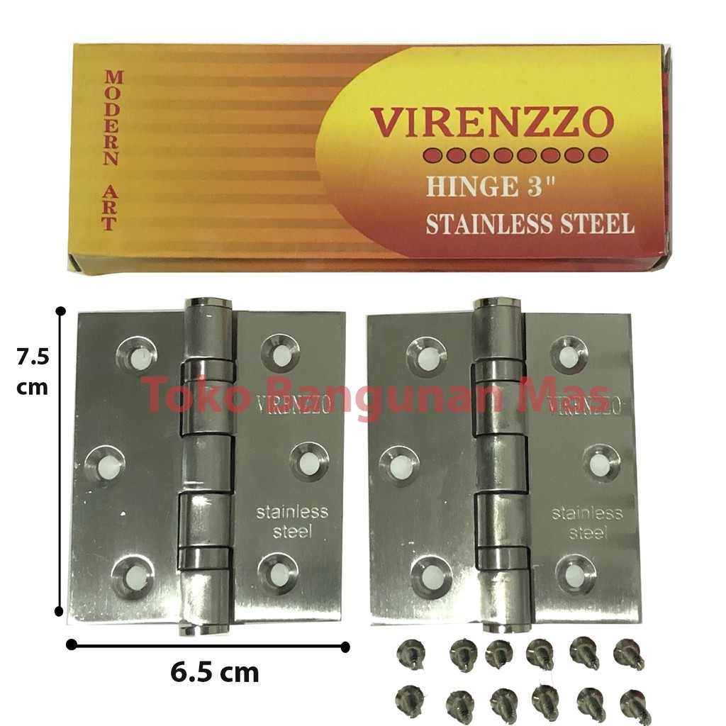 Engsel PINTU STAINLESS 3" Virenzzo SUS-304 ENGSEL JENDELA PINTU 100% STAINLESS