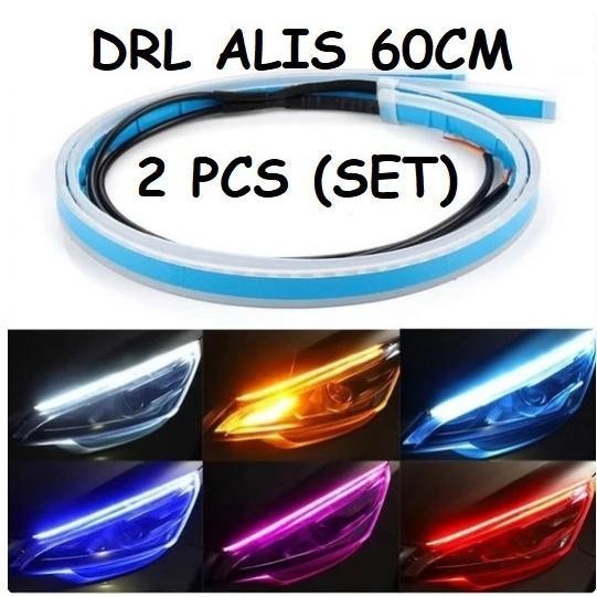 Lampu DRL LED Alis Fleksibel Slim 60cm running sein sen mobil motor 12 volt