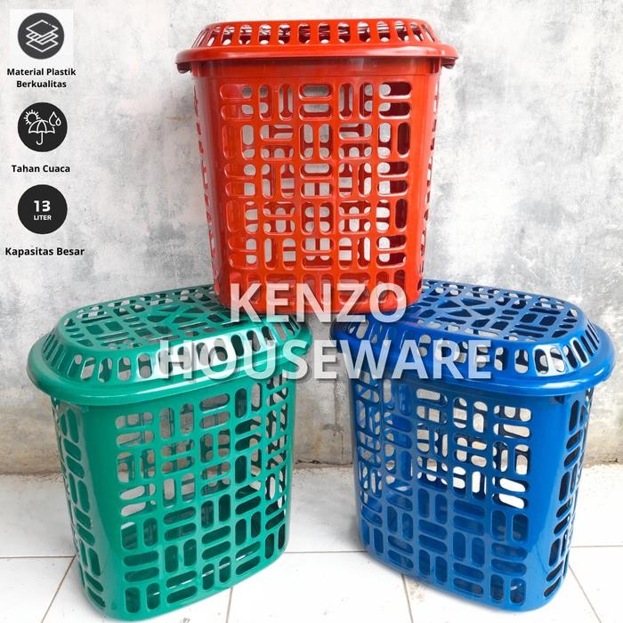 Keranjang Baju Kotor Plastik / Keranjang Laundry Plastik Tutup Besar