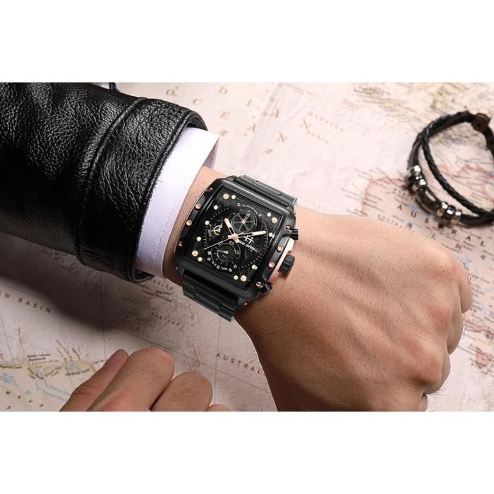 Evans Jayden Jam Tangan Pria 9550 Rantai Stainless Steel Kaca Sapphire Chronograph Water Resistant