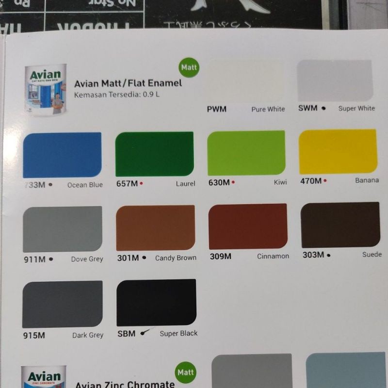 

Avian Cat Besi Kayu Doff/Putih doff/hitam doff/coklat doff/abu doff/biru doff/cat matt