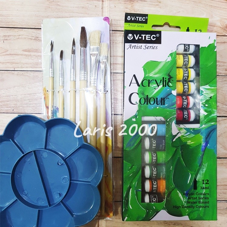 

Cat Akrilik 12/18 Warna + Palet + Kuas Lengkap