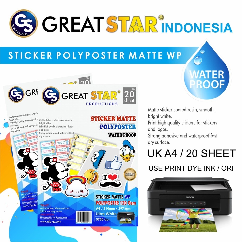 

Sticker Matte Polyposter WP Plastik(Anti Air/Water Proff) A4/20