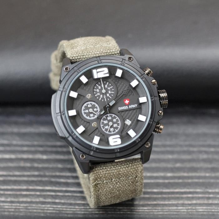 Jam Tangan Pria Swiss Army Tali Kanvas Chrono Aktif