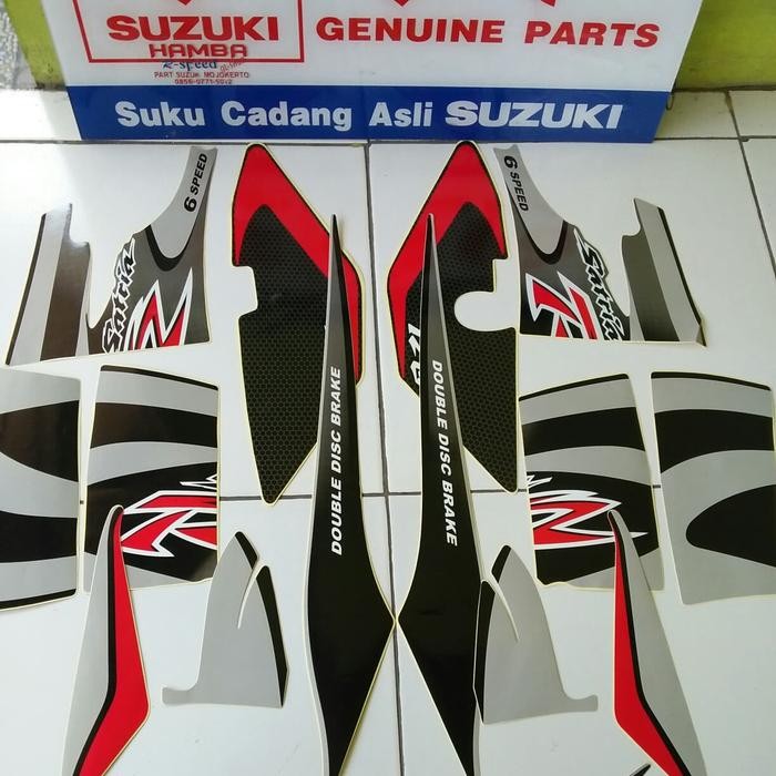 PREMIUM striping sticker suzuki satria 2 tak lumba merah hitam silver