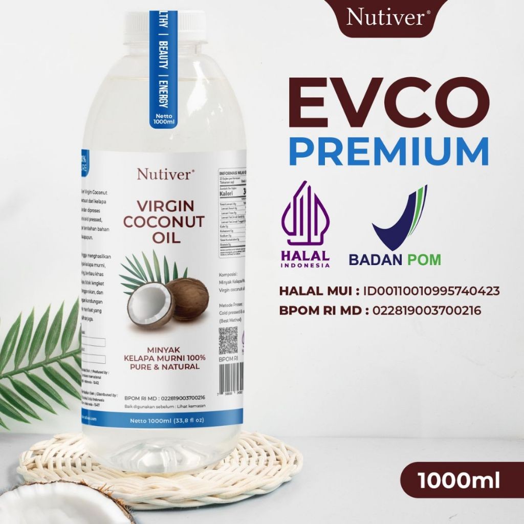

NUTIVER PREMIUM VCO Virgin Coconut OIL 1 LITER - EVCO EXTRA VIRGIN COCONUT OIL MINYAK KELAPA MURNI