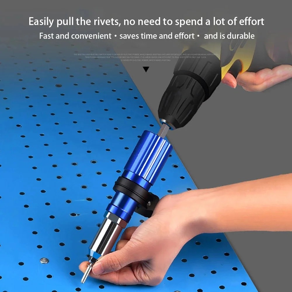 Electric Rivet Gun Rivet Nut Gun Drill Adapter Cordless Riveting Tool Insert Nut Pull Rivet Tool Qui