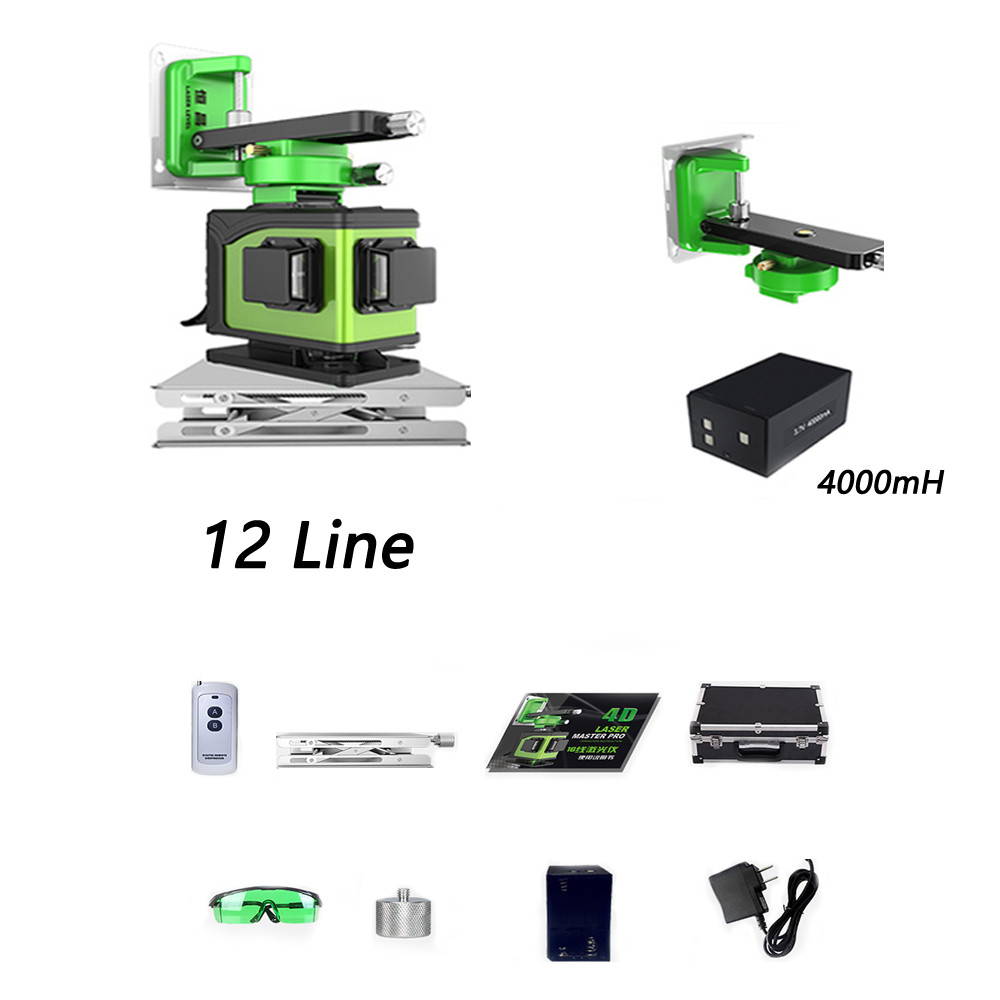 12 Line 16 line3D laser level 360 Vertical And  Laser Level Self-leveling Cross Line 3D Green Laser 