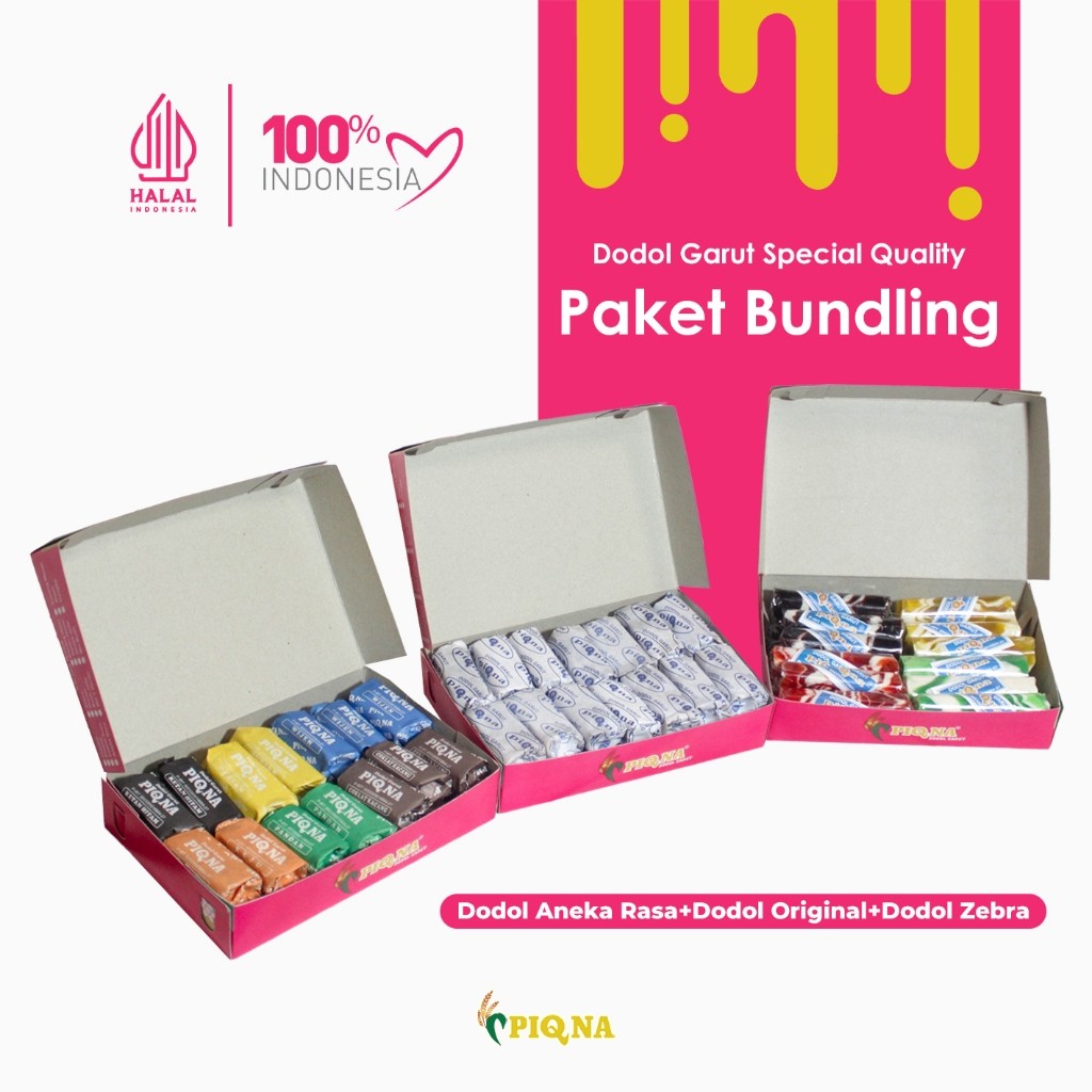 

PIQNA Paket Bundling 3 Dodol Garut Original + Dodol Zebra + Dodol Garut Anekarasa Special Quality