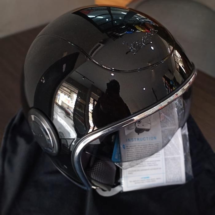 Terlaris Helm Vespa Black Glossy Hitam Original Ongkir Termurah