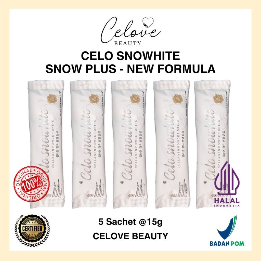 [ READY STOCK ] CELO SNOWHITE 5 SACHET SNOW PLUS SNOWHITE NEW SUGAR FREE CELOVE