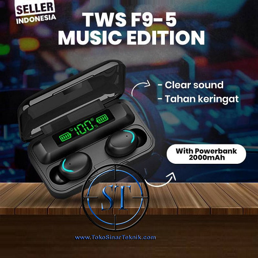 [YE] Headset Earphone Bluetooth TWS F9-5 5.0 Super Full Bass Hansfree Hifi Stereo Earbuds Wireless