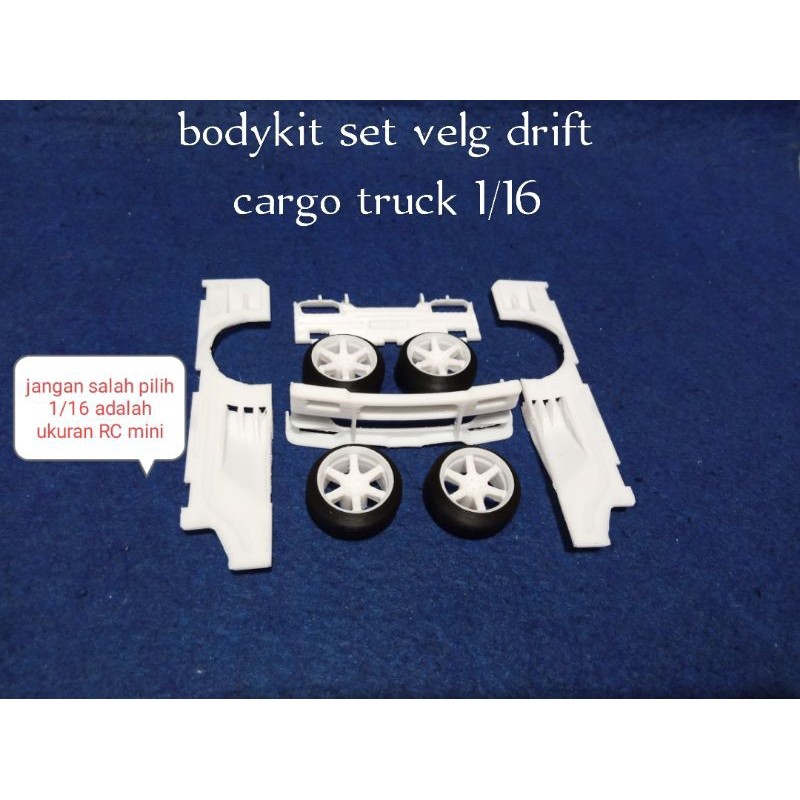 bodykit set velg drift mainan RC cargo truck 1/16