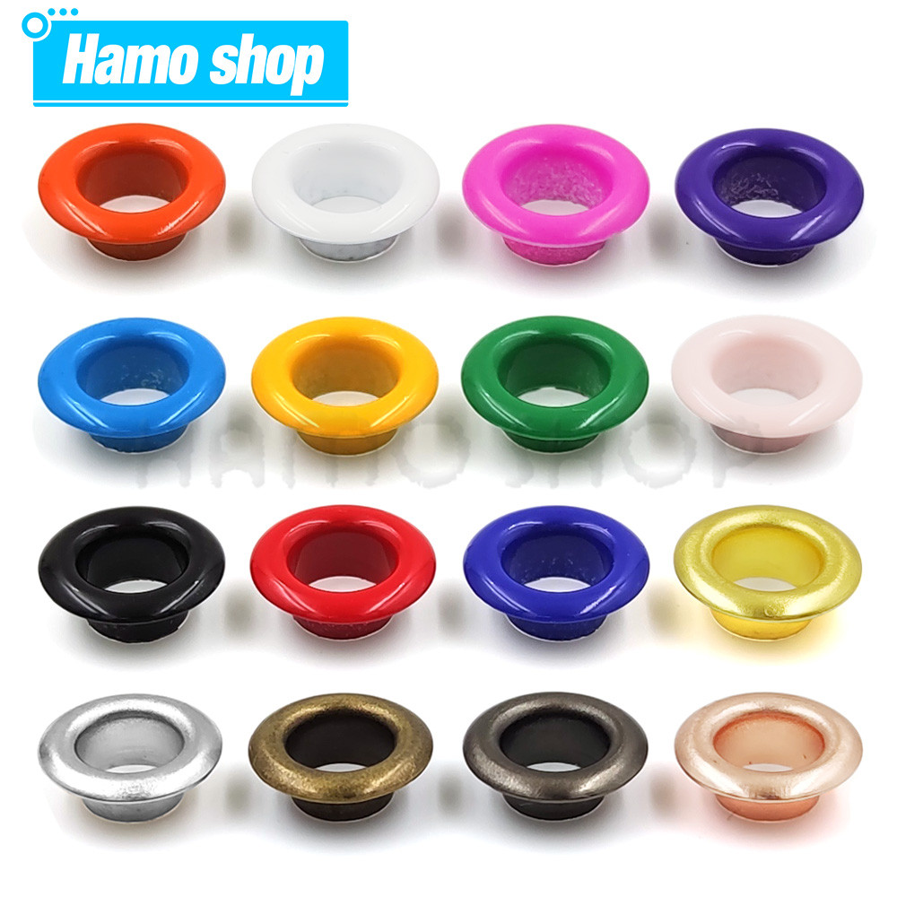 100 Set 4Mm Cincin Grommet Lubang Logam Multiwarna dengan Mesin Cuci untuk DIY Sepatu Scrapbooking K
