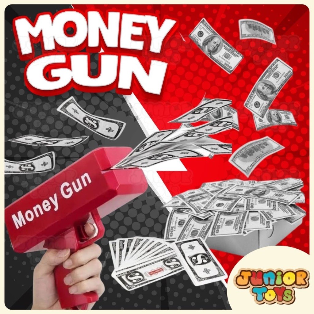 Money Gun Pistol Uang Uangan Mainan Anak Cash Toys
