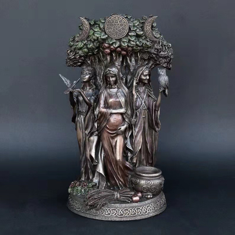Patung Patung Dewi Dewa Harapan Kehormatan Panen Resin Yunani Agama Celtic Tiga Patung Dekorasi Ruma