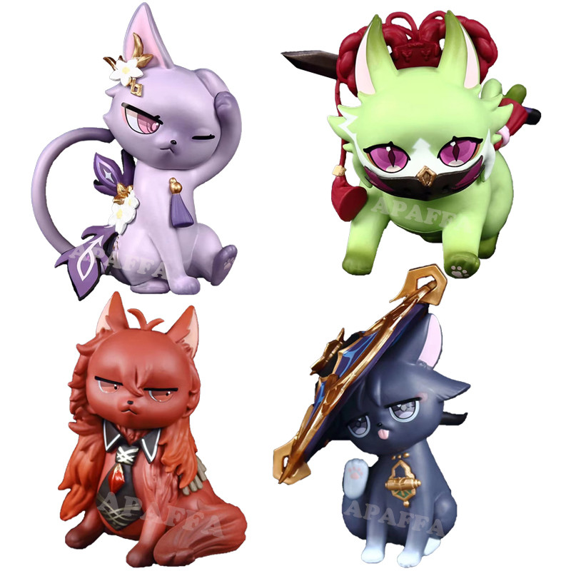 11Cm Kucing Lucu Genshin Impact Wanderer/Balladeer Figur Anime Encer Ragnvindr/Keqing/Kuki Shinobu F