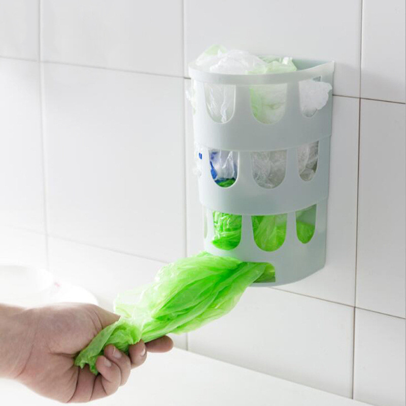 1 Buah Tempat Tas Sampah Plastik Rak Tempat Sampah Plastik Rak Organizer Kotak Penyimpanan Gantung T