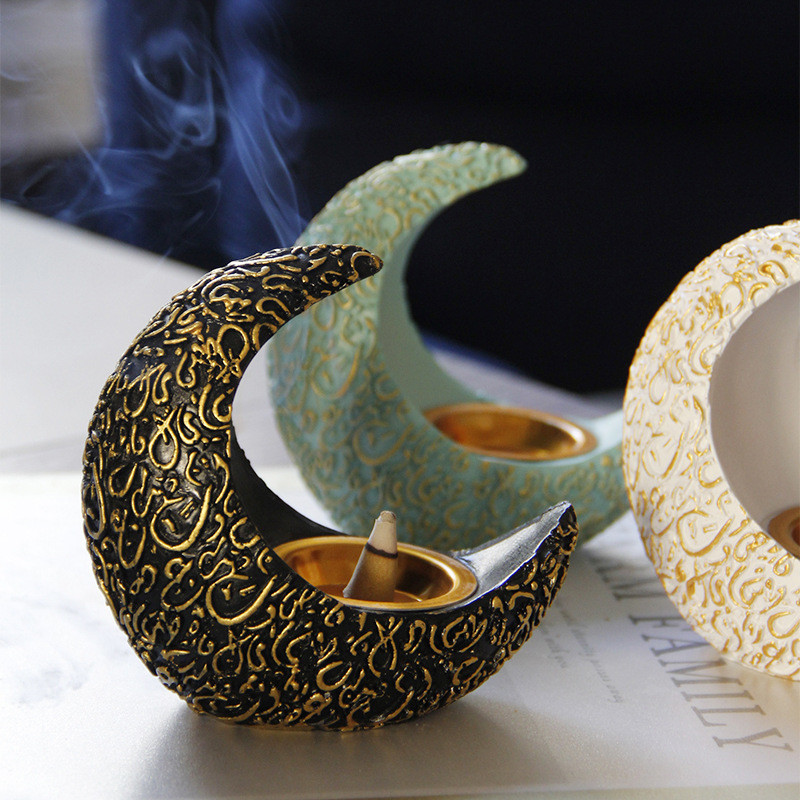 Arab Ramadhan Bulan Sabit Resin Pembakar Dupa Idul Fitri Timur Tengah Arab Kuno Prapaskah Ornamen Te
