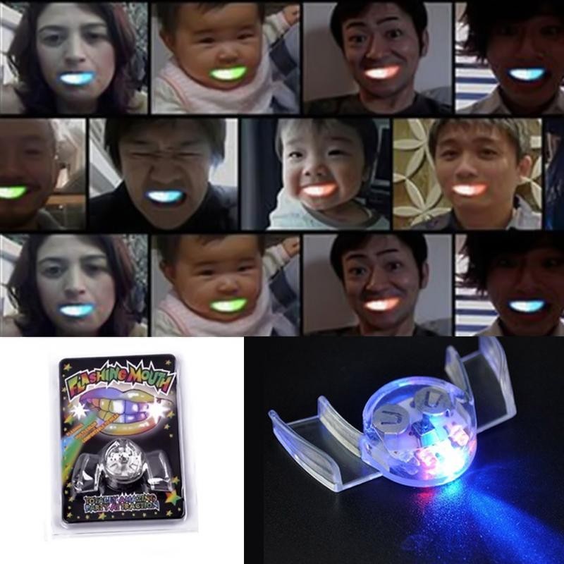 1/3 Buah Kawat Gigi Berkedip Lampu LED Pelindung Mulut Gigi Menyala Anak-anak Pesta Halloween Meriah
