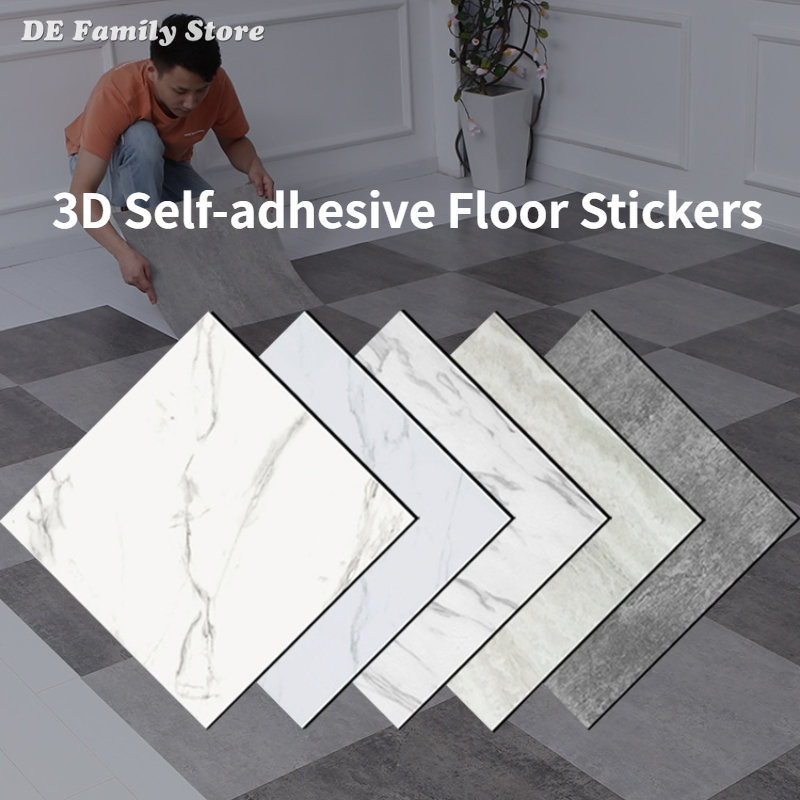 Stiker Lantai Ubin Marmer Perekat Diri Stiker Dinding Lantai Kamar Mandi Wallpaper Tahan Air PVC Dek