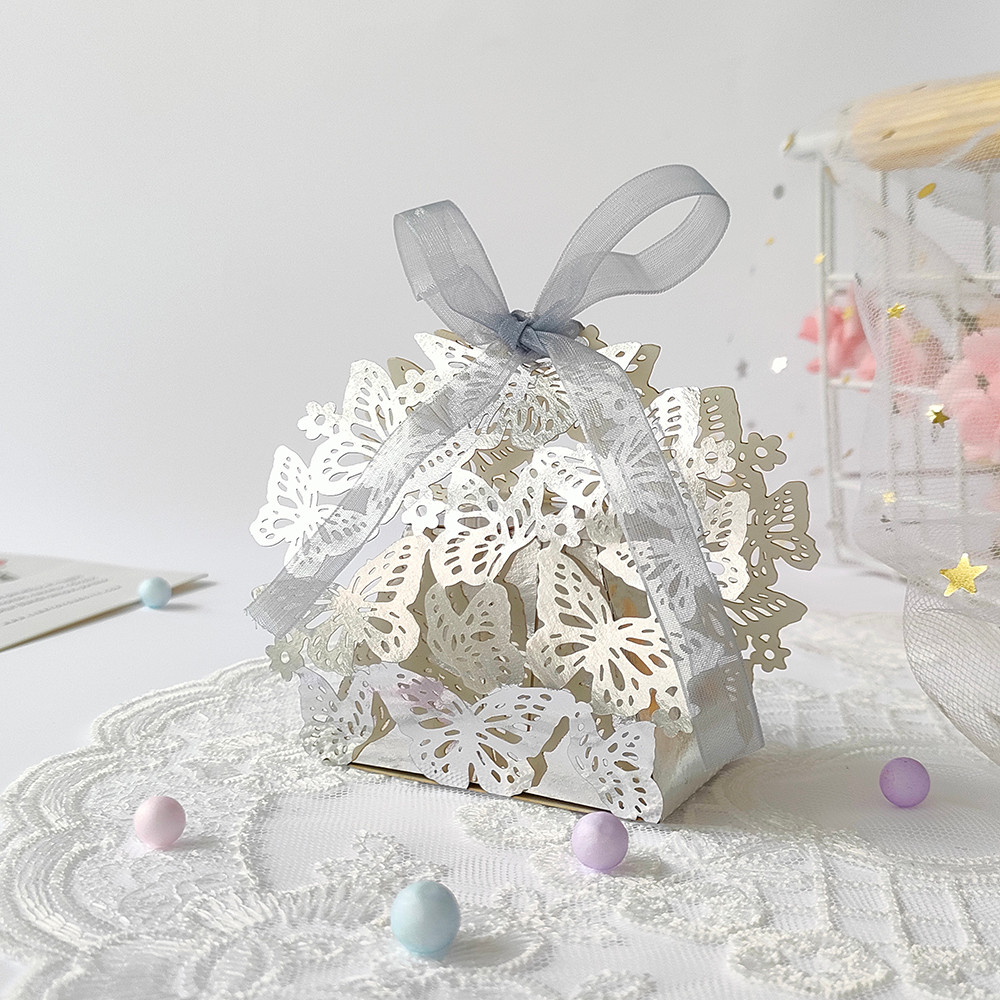 10/20 Buah Kotak Permen Berongga Kupu-kupu Perlengkapan Hadiah Dekorasi Pesta Baby Shower Ulang Tahu