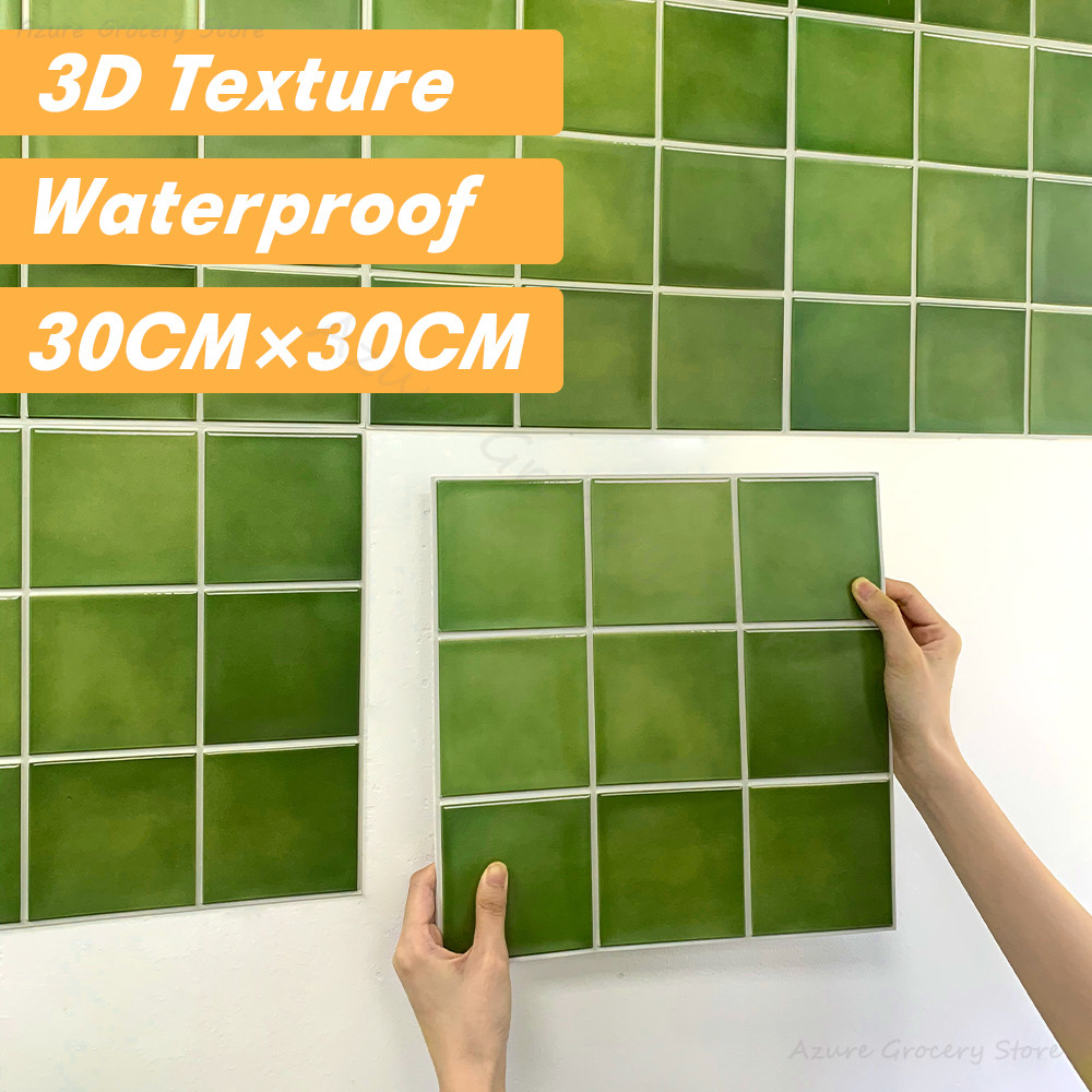 10 Buah Stiker Ubin Backsplash Dapur Berperekat Ubin Dinding Kupas dan Tempel 3D Stiker Dinding 3D T