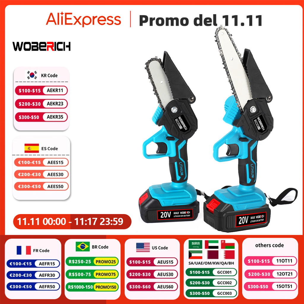 Gergaji Rantai Mini Elektrik 4 Inci/6 Inci Gergaji Mesin Pemangkas Pohon Taman Tanpa Kabel Gergaji P