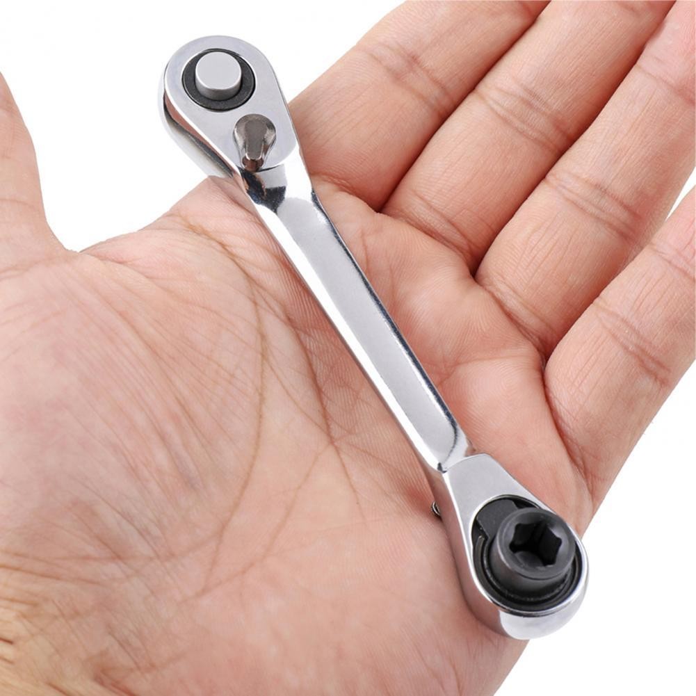 Kunci Pas Ratchet Mini 1/4 "Kunci Pas Soket Terbang Kecil Pegangan Kepala Batch Kunci Pas Torsi Ujun