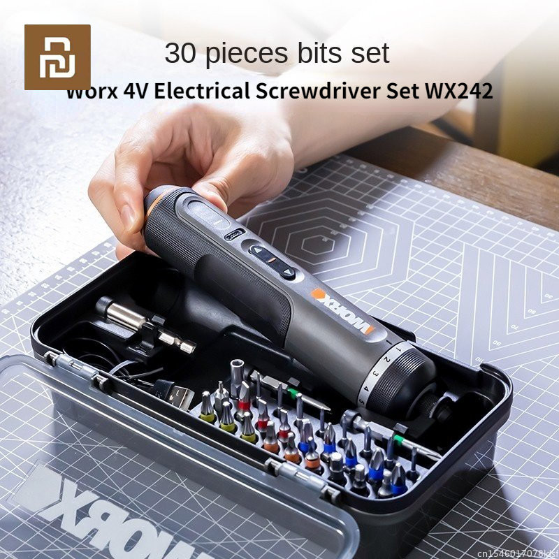 Set Obeng Listrik Worx 4V WX242/Wx240 Obeng Listrik Tanpa Kabel Pintar USB Pegangan Isi Ulang Alat S