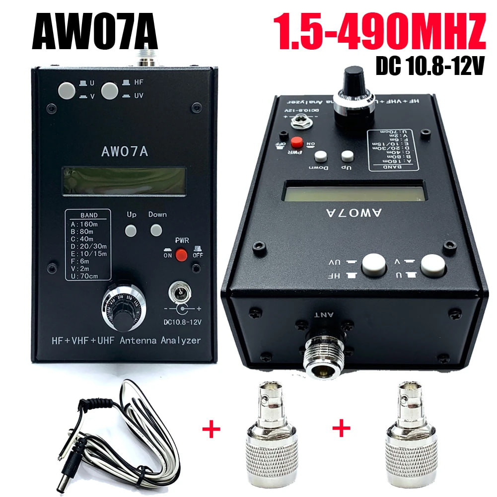 HF + UV Spectrum Analyzer HF/VHF/UHF AW07A Multiband Antena Analyzer 1.5-490MHZ SWR Antena Analyzer 