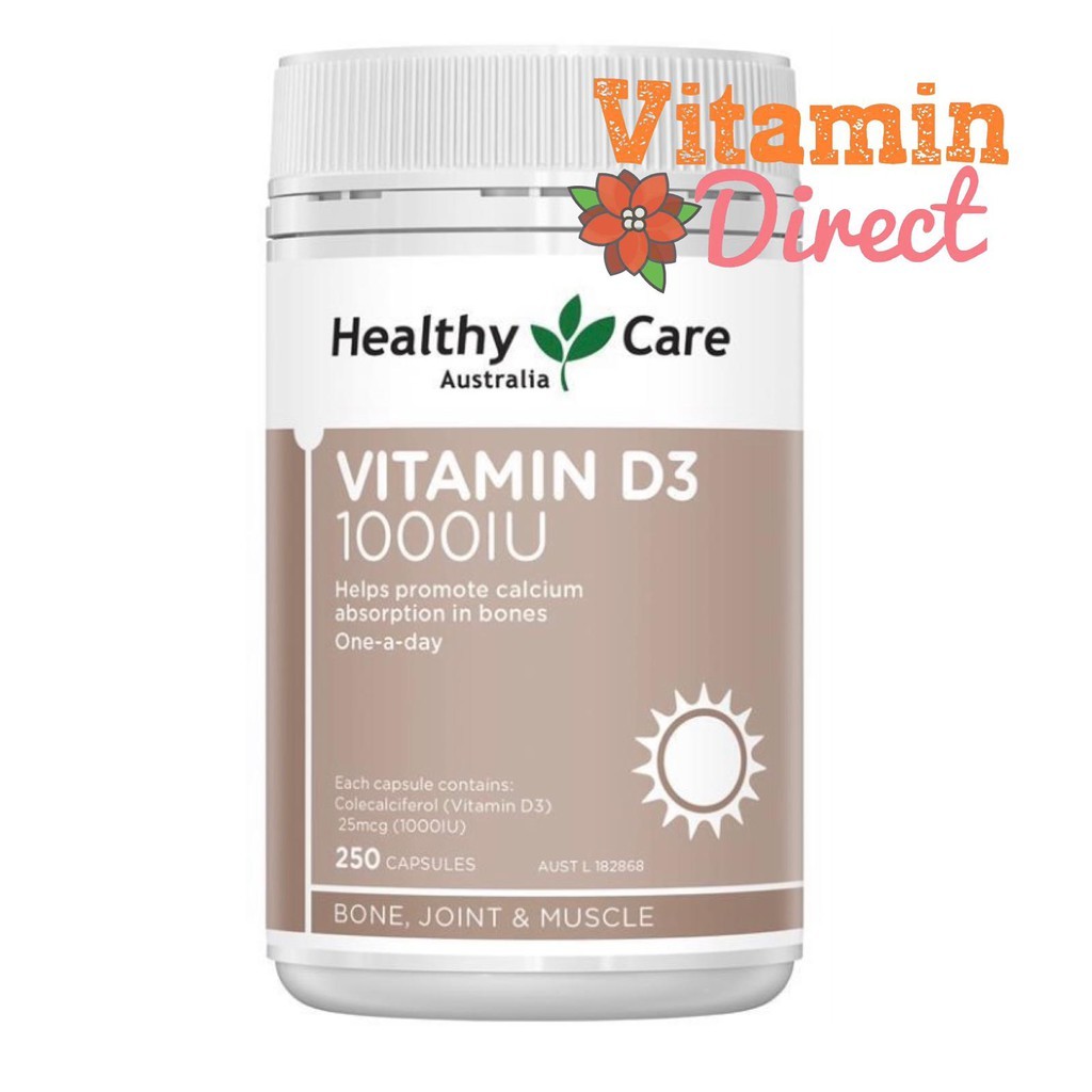Healthy Care Vitamin D3 1 IU 250 Capsules