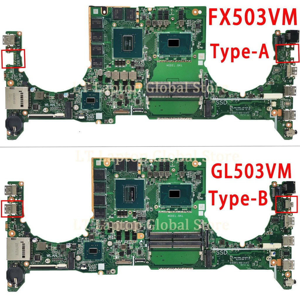 S5AM Mainboard For ASUS ROG Strix GL503VM FX503VM FX63V GL503VMF Laptop Motherboard with I5 I7 7th G