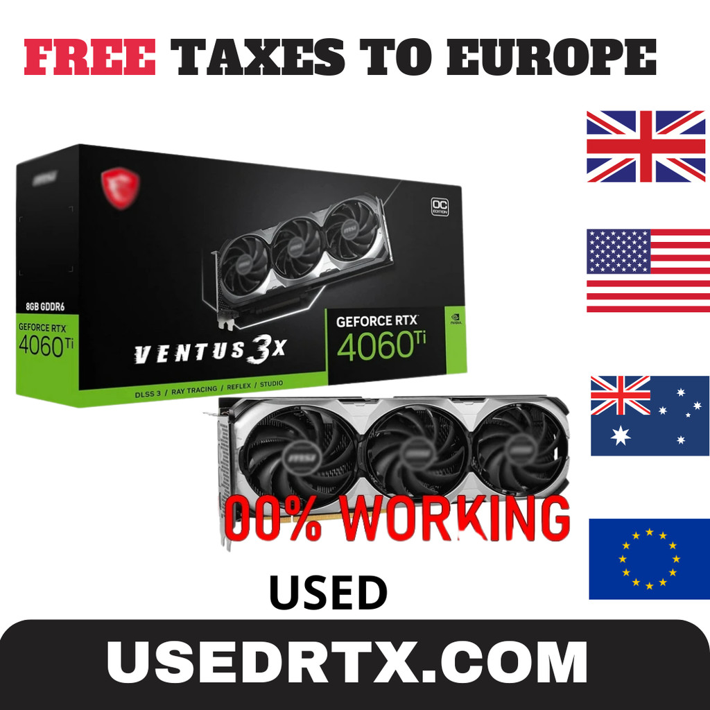 2024 USED RTX 4060 TI VENTUS 3X 8G OC Graphics Card GDDR6 8GB Video Cards GPU 128Bit NVIDIA RTX 4060