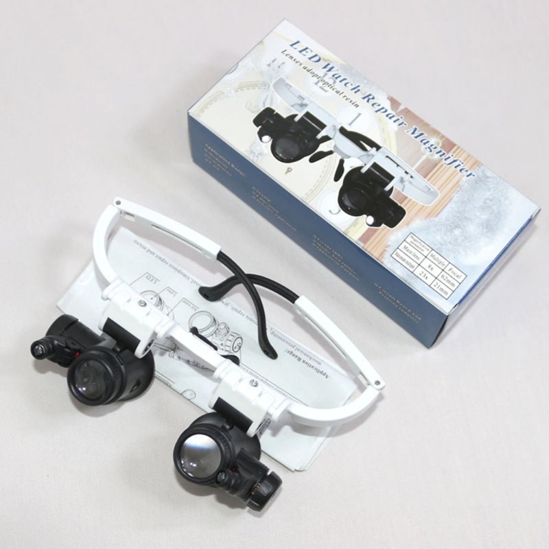Watch Repair Magnifier Headband Magnifier Glasses 8X15X23X Magnifier Head-Mount LED Magnifier Retrac