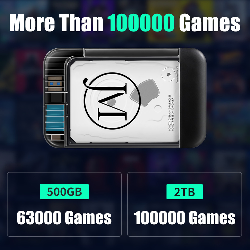 Retrobat Portable Game Hard Drive 100000 Retro Games 500GB/2TB Gaming HDD For PS3/PS2/PS1/N64/Game C
