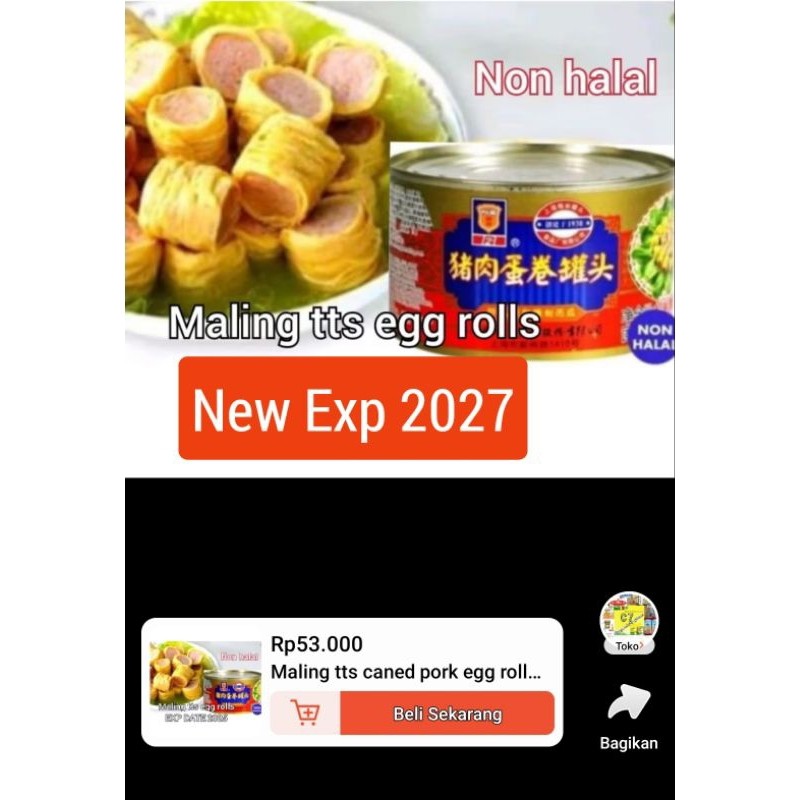 

Maling tts caned pork egg rolls luncheon meat / daging ham babi gulung telor