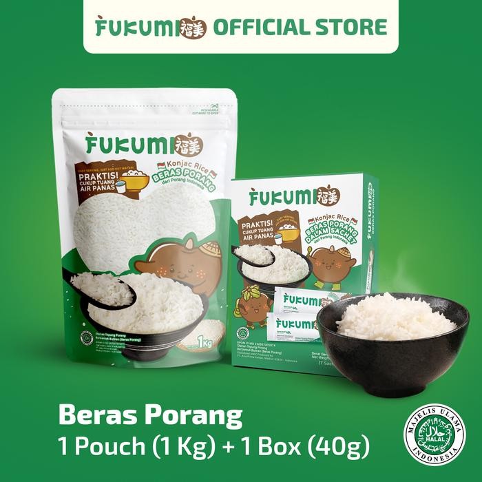 

Terlaris Fukumi Beras Porang 1 Pouch & 1 Box Sachet - Shirataki / Konjac Rice