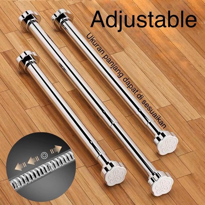 ES Tiang Gantungan Serbaguna Teleskopik Tiang Gantungan Baju Hanger