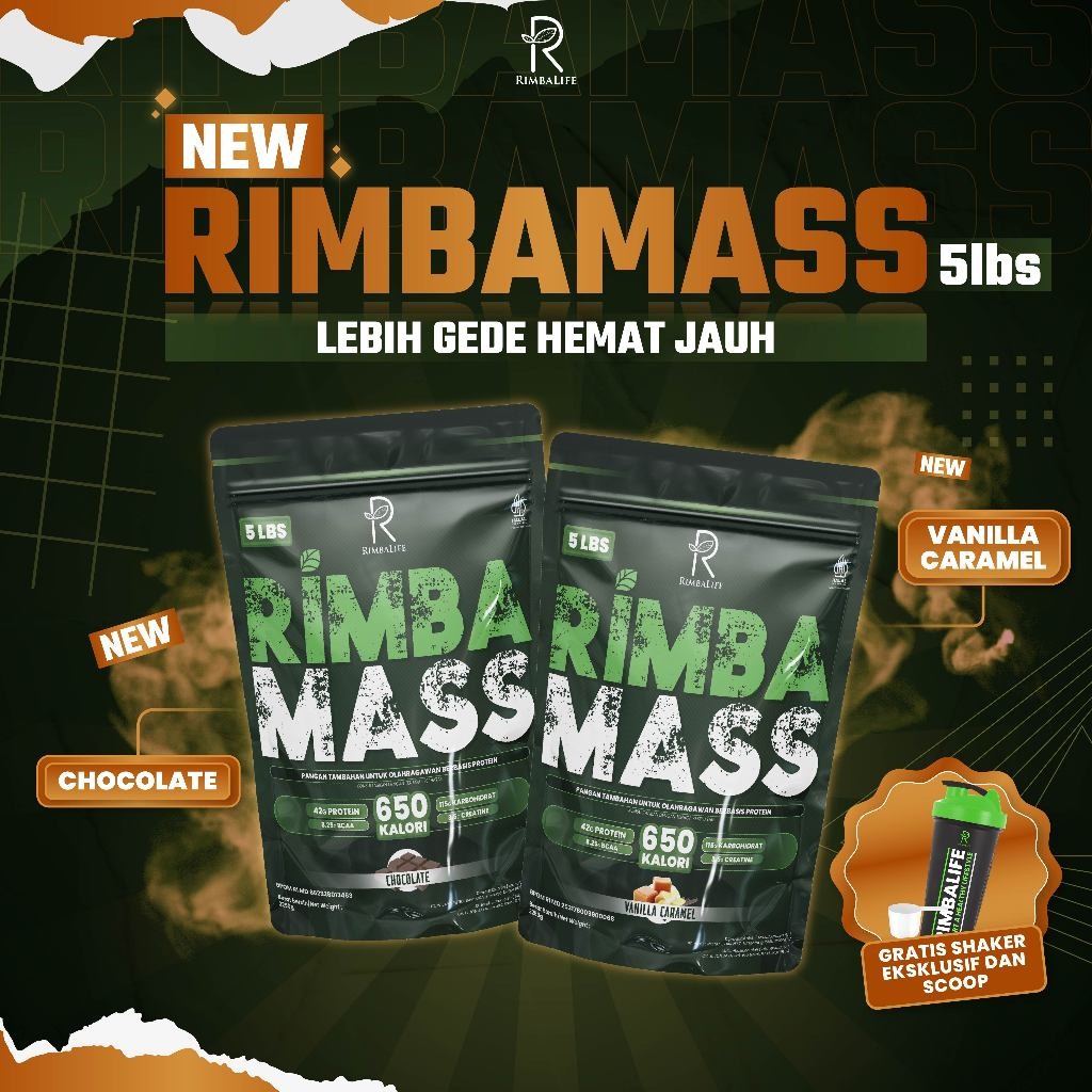 RIMBALIFE RIMBA MASS 5LBS - 2,5 KG WEIGHT GAINER 5 LBS mass bulking susu fitnes suplemen rimbamass