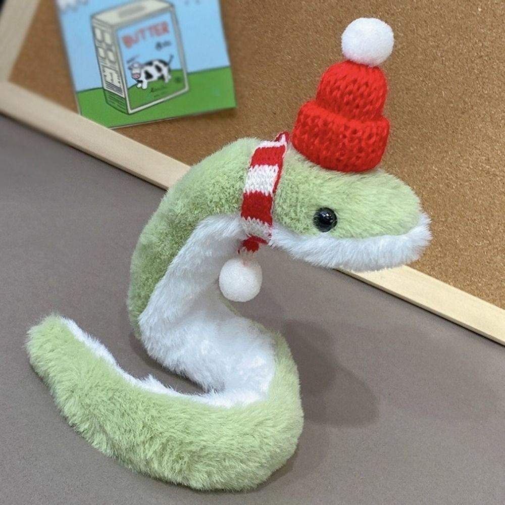 Plush Year Of The Snake Plush Toy Little Snake Soft Snake Stuffed Plush Doll Cartoon Cute Green