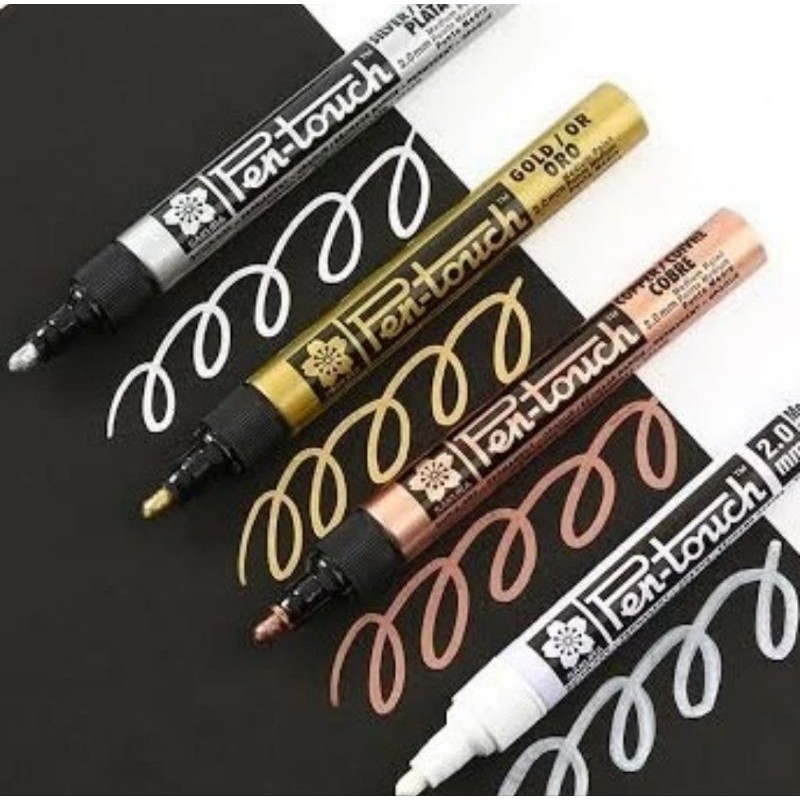 

SPIDOL SAKURA PEN TOUCH 2.0 MM PERMANENT PAINT MARKER # GOLD / SILVER / COPPER / WHITE