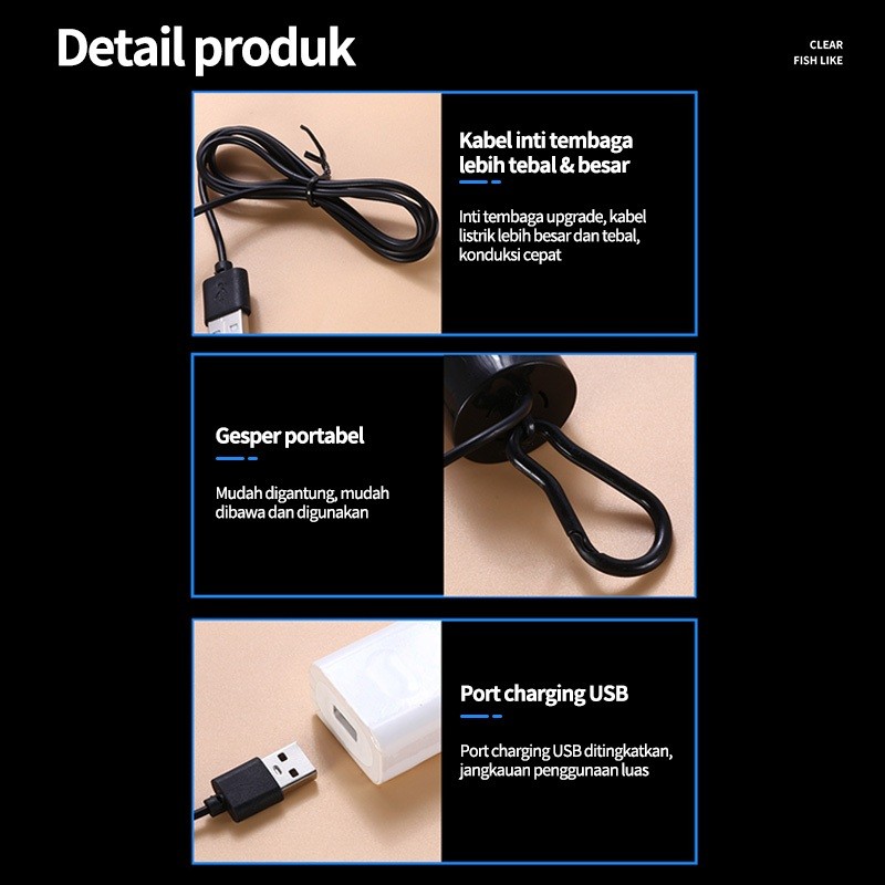 JF POMPA UDARA AQUARIUM USB AERATOR/ AKUARIUM IKAN AIRATOR GELEMBUNG/ POMPA UDARA AQUARIUM AERATOR