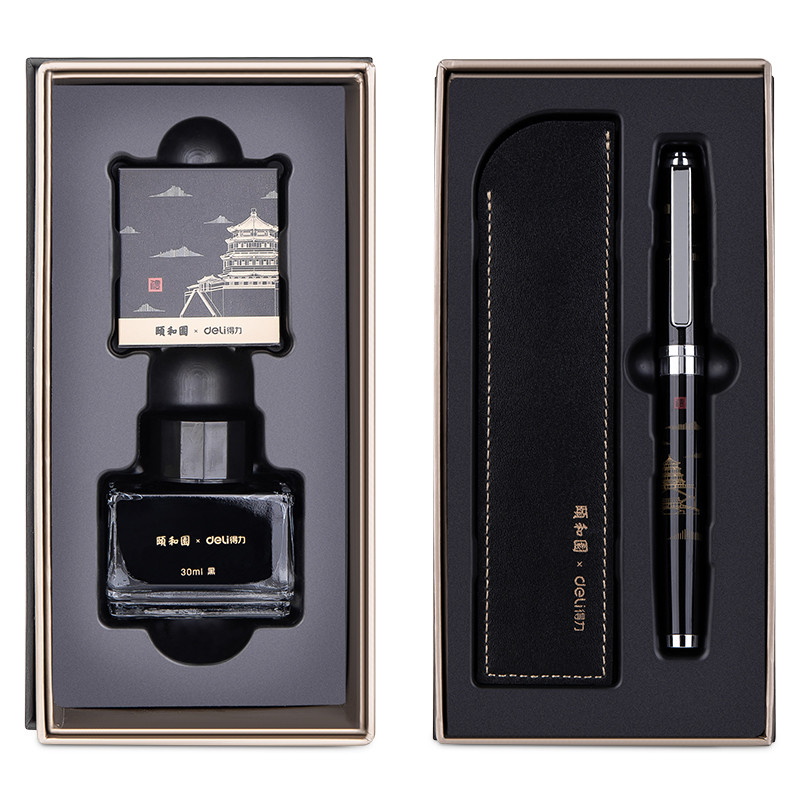 Deli 33580# Fountain pen Gift set 0.5mm F head Adult Student Business Matel pen gift box, Great gift