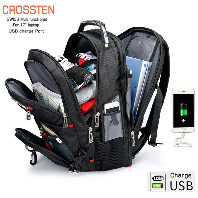 

Swiss-Multifunctional Bags Durable 17 Inch Laptop Backpack, Travel Bag,College Bookbag,Usb Charging